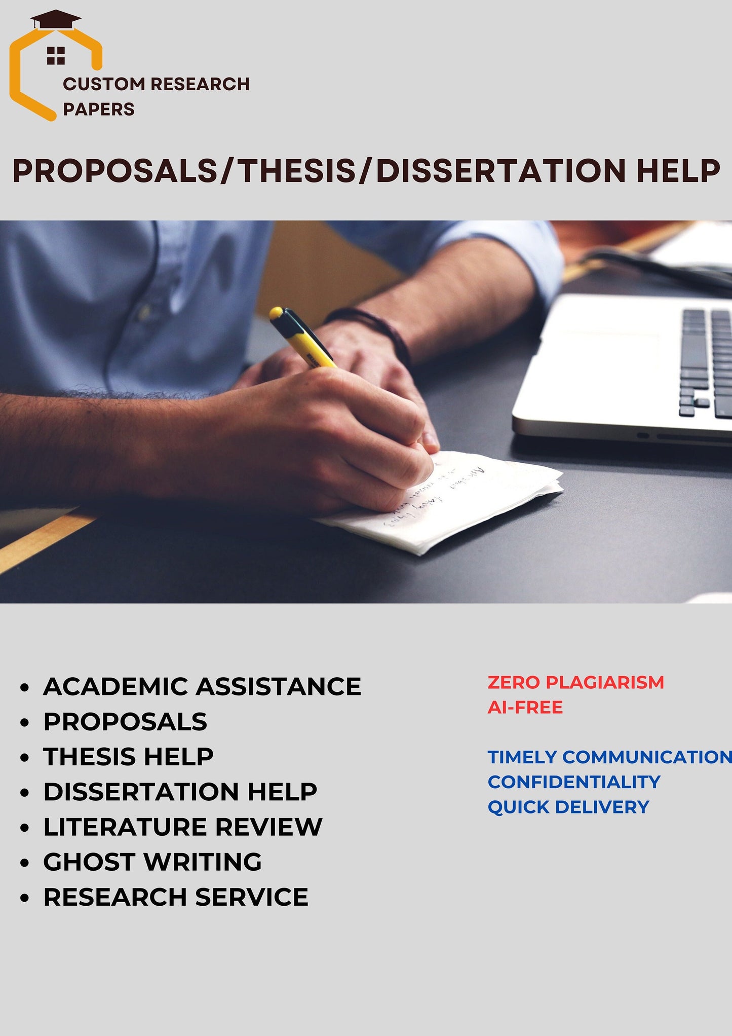 Writing Service, Proposals, Literature Review, Research Papers, Dissertations, Tutoring, Undergraduate and Masters
